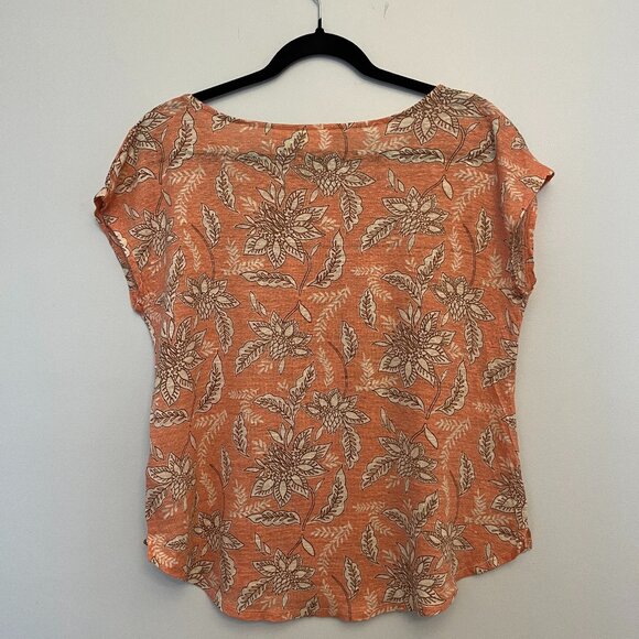Rachel Zoe Peach Floral Linen Top, Size Large - Picture 3 of 7